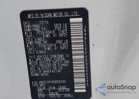 2011 Nissan Quest Sl from USA, damaged, VIN JN8AE2KP4B9005345